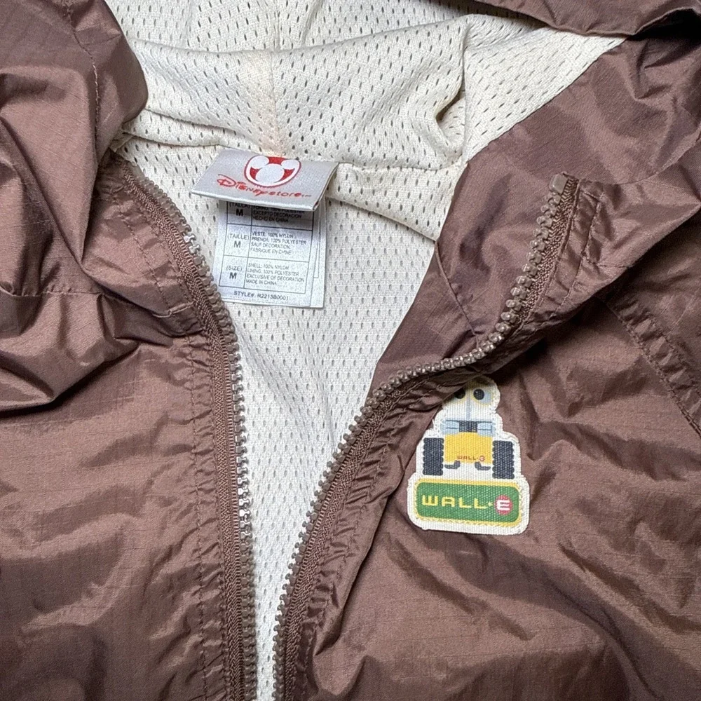 Disney Store WALL-E Hooded Windbreaker Jacket Kids M Brown Pixar Rain Coat